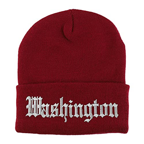 Trendy Apparel Shop Washington Old English Embroidered Long Cuff Beanie