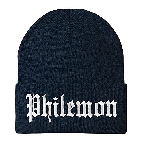 Trendy Apparel Shop Philemon Old English Embroidered Long Cuff Beanie