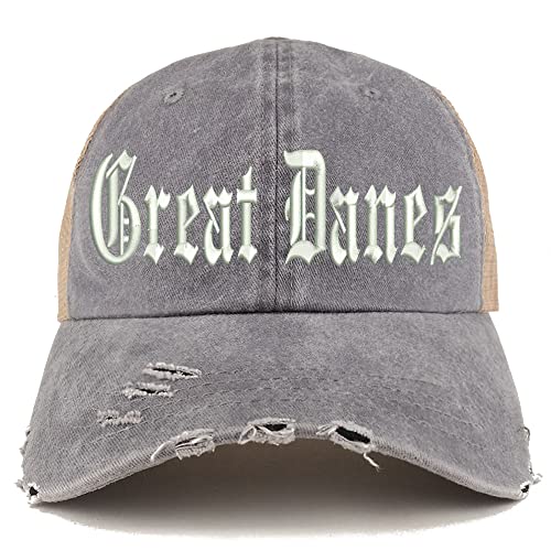 Trendy Apparel Shop Old English Great Danes Frayed Bill Trucker Mesh Back Cap