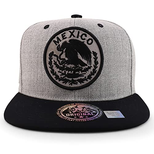 Trendy Apparel Shop Cities of Mexico Circular Logo Embroidered Flatbill Snapback Baseball Cap