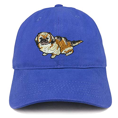 Trendy Apparel Shop Pekingese Dog Embroidered Soft Crown 100% Brushed Cotton Cap