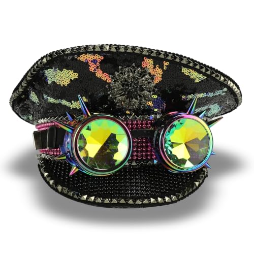 Trendy Apparel Shop Festival Party Sparkly Sequin Rhinestone Captain Hat