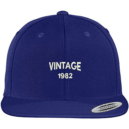 Trendy Apparel Shop Small Vintage 1982 Embroidered 37th Birthday Flat Bill Snapback Baseball Cap