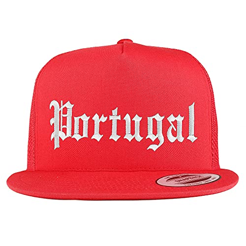 Trendy Apparel Shop Portugal Old English 5 Panel Flatbill Trucker Cap