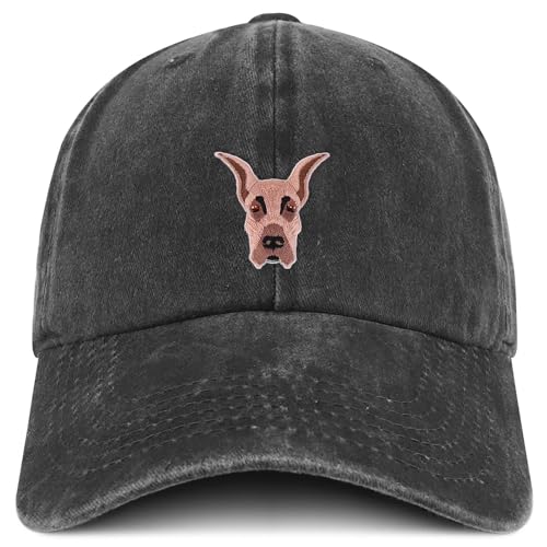 Trendy Apparel Shop Great Dane Embroidered Patch Pigment Dyed Soft Cotton Baseball Cap