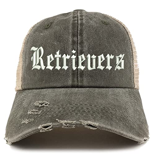 Trendy Apparel Shop Old English Retrivers Frayed Bill Trucker Mesh Back Cap