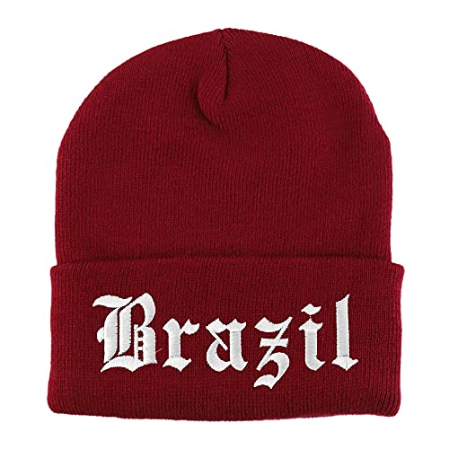 Trendy Apparel Shop Brazil Old English Embroidered Long Cuff Beanie