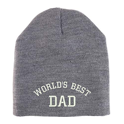 Trendy Apparel Shop World's Best Dad Embroidered Made in USA Short Acrylic Knit Winter Beanie Hat