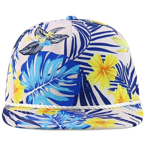 Trendy Apparel Shop Floral Print Unstructured 5 Panel Flatbill Rope Baseball Cap