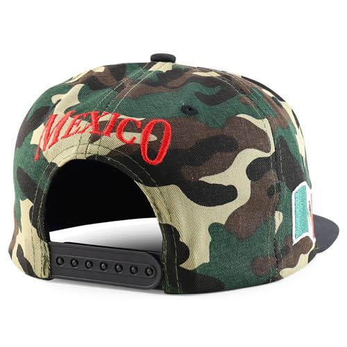 Trendy Apparel Shop 6 Panel Structured Mexico Eagle Flat Bill Snapback Baseball Cap