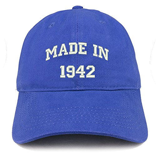 Trendy Apparel Shop Made in 1942 Text Embroidered 79th Birthday Brushed Cotton Cap