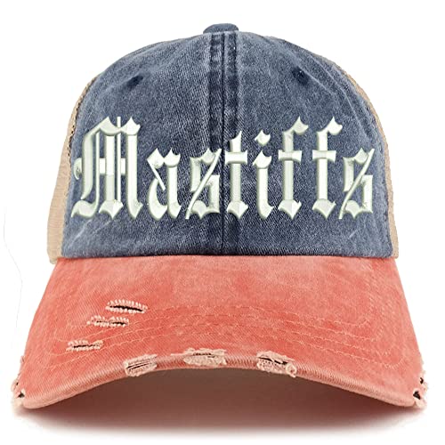 Trendy Apparel Shop Old English Mastiffs Frayed Bill Trucker Mesh Back Cap