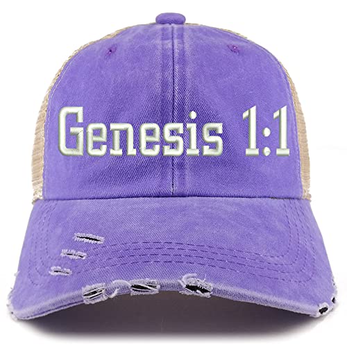 Trendy Apparel Shop Genesis 1:1 Frayed Bill Trucker Mesh Back Cap