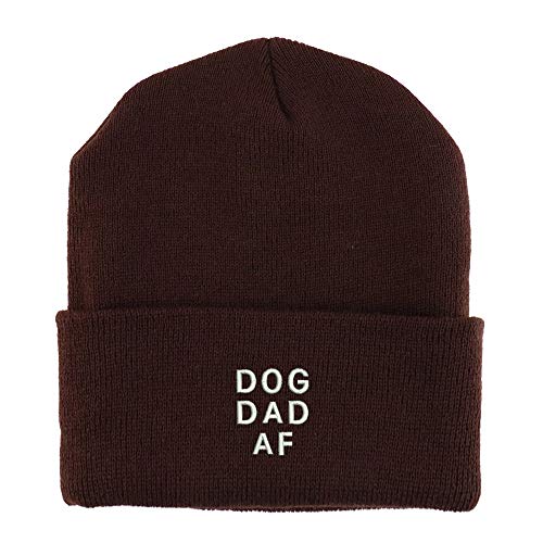Trendy Apparel Shop Dog Dad Af Embroidered Made in USA Cuff Folded Acylic Knit Winter Beanie Hat