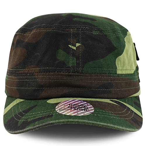 Trendy Apparel Shop XXL Big Head Oversize Flat Top Army Cap with Map Pocket