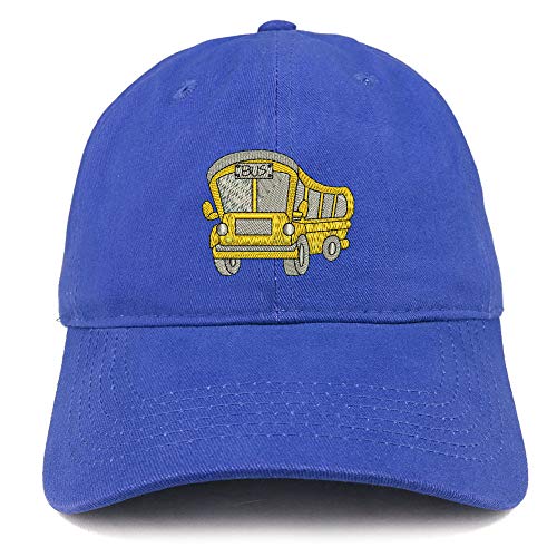 Trendy Apparel Shop School Bus Embroidered Soft Crown 100% Brushed Cotton Cap