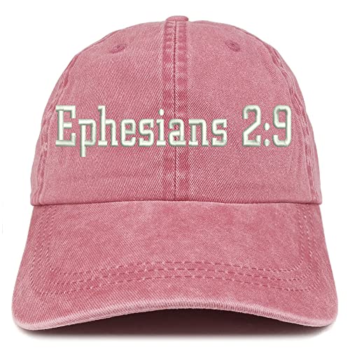 Trendy Apparel Shop Ephesians 2:9 Washed Pigment Dyed Baseball Cap