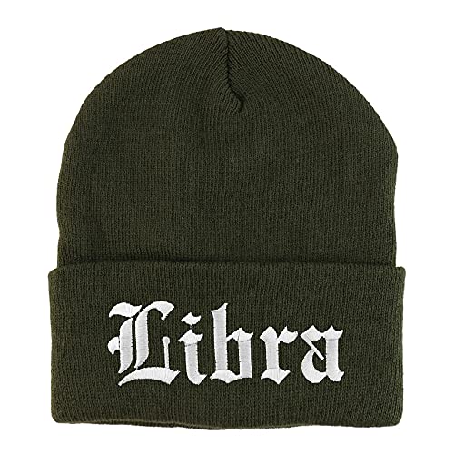 Trendy Apparel Shop Libra Old English Embroidered Long Cuff Beanie