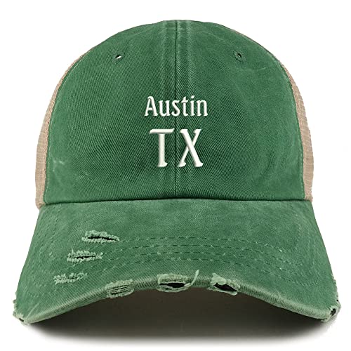 Trendy Apparel Shop Austin TX Embroidered Frayed Bill Trucker Mesh Back Cap