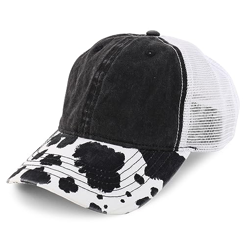 Trendy Apparel Shop Women's Animal Print Mesh Back Ponytail Baseball Cap
