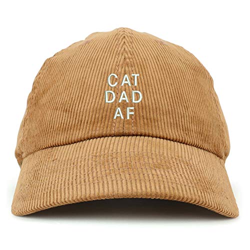 Trendy Apparel Shop Cat Dad AF Cotton Corduroy Unstructured Baseball Cap