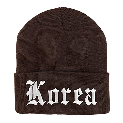 Trendy Apparel Shop Korea Old English Embroidered Long Cuff Beanie