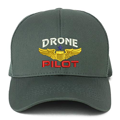 Trendy Apparel Shop XXL Drone Operator Pilot Embroidered Structured Trucker Mesh Cap