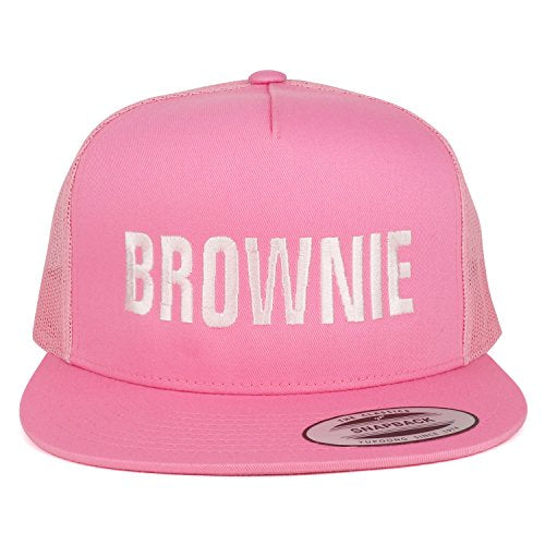 Trendy Apparel Shop Brownie Embroidered 5 Panel Flat Bill Mesh Cap