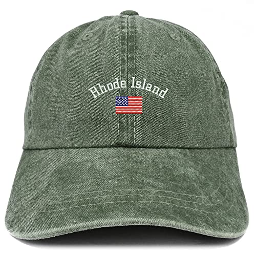 Trendy Apparel Shop Rhode Island USA Flag Pigment Dyed Washed Baseball Cap