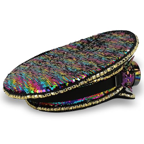 Trendy Apparel Shop Festival Party Sparkly Sequin Rhinestone Captain Hat
