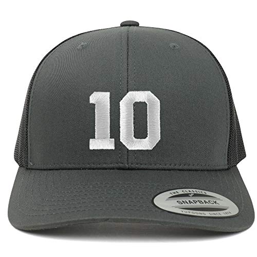 Trendy Apparel Shop Number 10 White Thread Embroidered Retro Trucker Mesh Cap