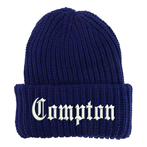 Trendy Apparel Shop Compton City Old English Long Cuffed Thick Ribbed Beanie