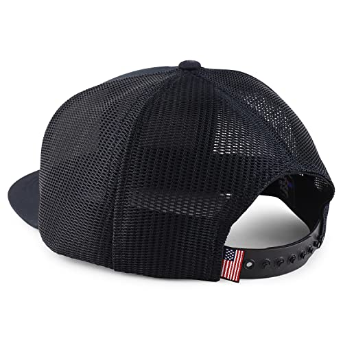 Trendy Apparel Shop Made in USA Structured 6 Panel Flatbill Snapback Mesh Back Cap