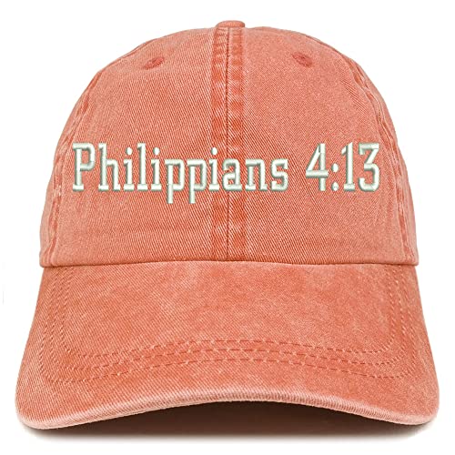 Trendy Apparel Shop Philippians 4:13 Washed Pigment Dyed Baseball Cap