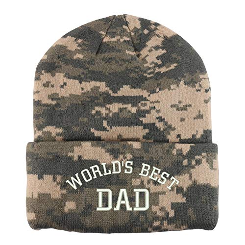 Trendy Apparel Shop World's Best Dad Cotton Embroidered Long Cuff Beanie