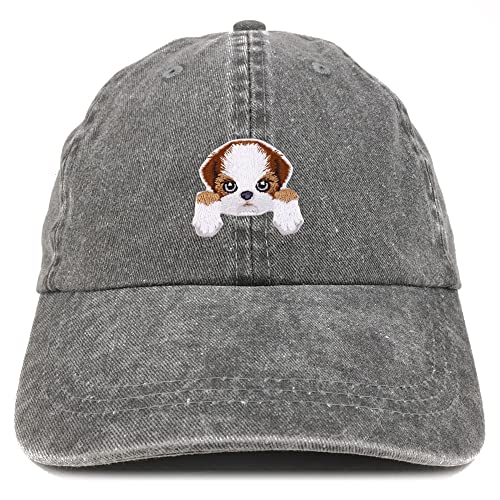 Trendy Apparel Shop Shih Tzu Patch Pigment Dyed Washed Baseball Cap