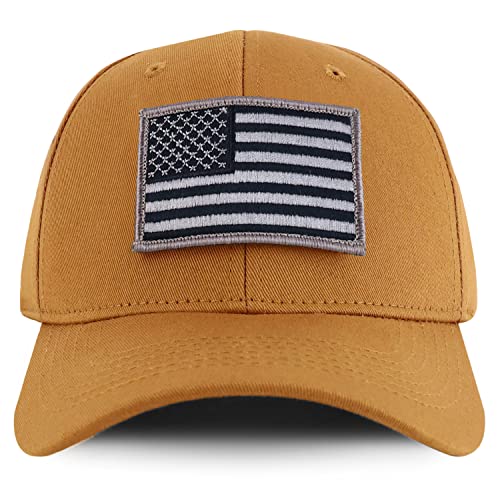 Trendy Apparel Shop Grey USA Flag Patch Tactical Cap, Fits Child to Adult 2XL