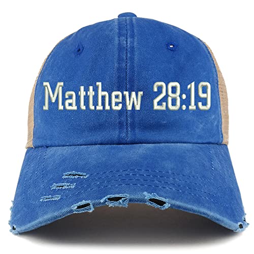 Trendy Apparel Shop Matthew 28:19 Frayed Bill Trucker Mesh Back Cap