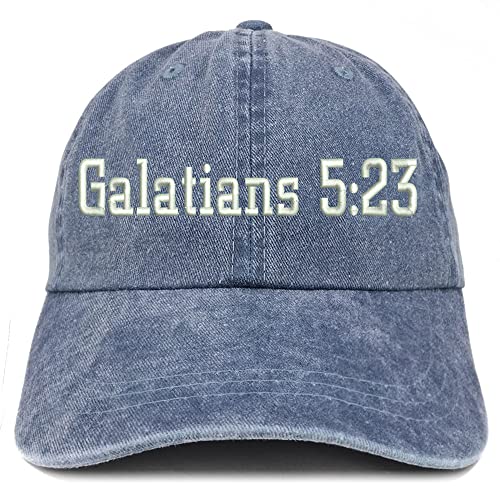 Trendy Apparel Shop Galatians 5:23 Washed Pigment Dyed Baseball Cap