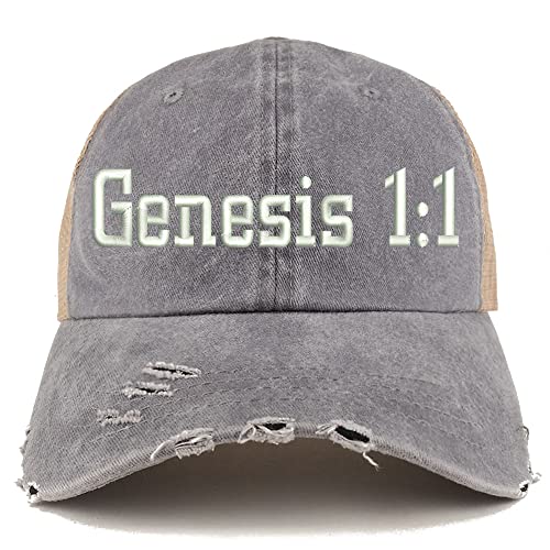 Trendy Apparel Shop Genesis 1:1 Frayed Bill Trucker Mesh Back Cap