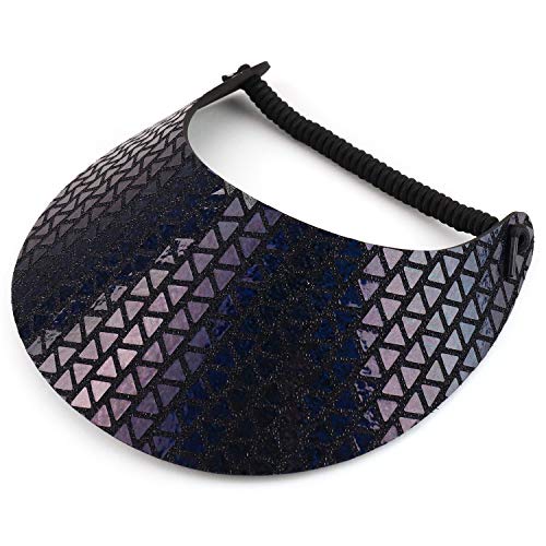 Trendy Apparel Shop Made in USA Shiny Glitter Summer String Elastic Foam Visors