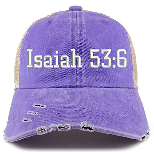 Trendy Apparel Shop Isaiah 53:6 Frayed Bill Trucker Mesh Back Cap