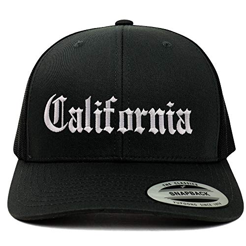 Trendy Apparel Shop California State Old English 6 Panel Trucker Mesh Cap