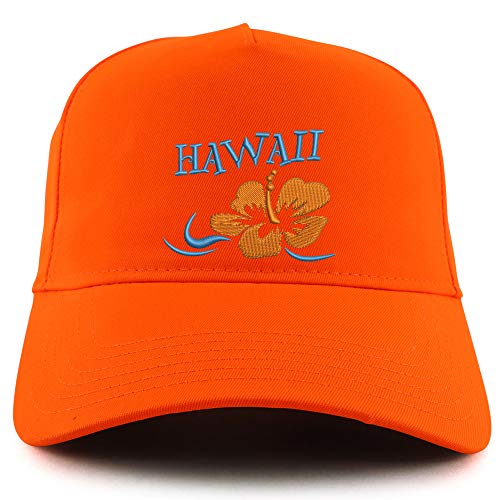 Trendy Apparel Shop Hawaii Hibiscus Embroidered Neon 5 Panel Baseball Cap
