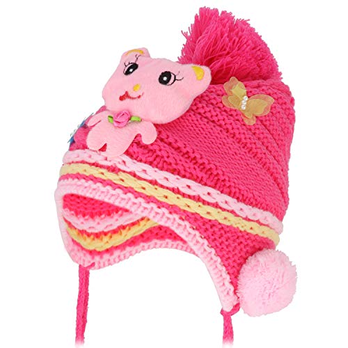 Trendy Apparel Shop Girl's Kids Cute Animal Earflap Pom Beanie with Tassel