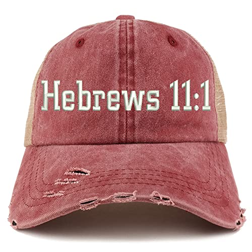 Trendy Apparel Shop Hebrews 11:1 Frayed Bill Trucker Mesh Back Cap