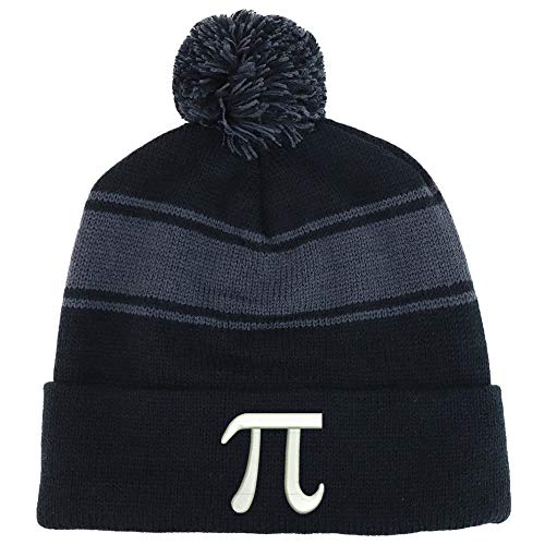 Trendy Apparel Shop Pi Math Symbol Two Tone Pom Striped Long Beanie Hat