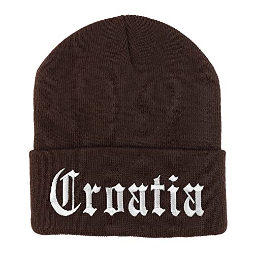 Trendy Apparel Shop Croatia Old English Embroidered Long Cuff Beanie