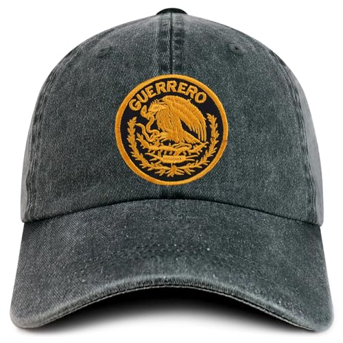 Trendy Apparel Shop Guerrero Mexico Gold Embroidered Patch Pigment Dyed Washed Baseball Cap