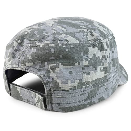 Trendy Apparel Shop XXL Big Head Oversize Flat Top Army Cap with Map Pocket